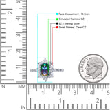 Oval Halo Ballerina Style Engagement Ring Cubic Zirconia 925 Sterling Silver
