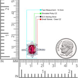 Oval Halo Ballerina Style Engagement Ring Cubic Zirconia 925 Sterling Silver