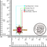 Oval Halo Ballerina Style Engagement Ring Cubic Zirconia 925 Sterling Silver