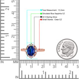 Halo Ballerina Style Oval Engagement Ring Cubic Zirconia 925 Sterling Silver