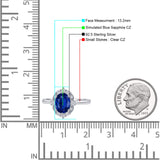 Halo Ballerina Style Oval Engagement Ring Cubic Zirconia 925 Sterling Silver