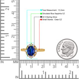 Halo Ballerina Style Oval Engagement Ring Cubic Zirconia 925 Sterling Silver