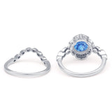Round Floral Bridal Set Piece Vintage Style Engagement Ring Cubic Zirconia 925 Sterling Silver