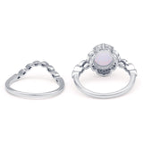 Round Floral Bridal Set Piece Vintage Style Engagement Ring Cubic Zirconia 925 Sterling Silver