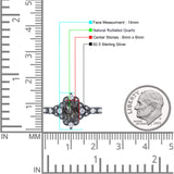 Halo Art Deco Oval Natural Rutilated Quartz Engagement Ring