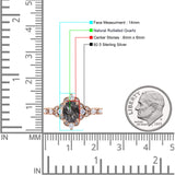 Halo Art Deco Oval Natural Rutilated Quartz Engagement Ring
