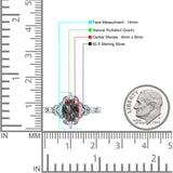 Halo Art Deco Oval Natural Rutilated Quartz Engagement Ring