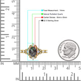 Halo Art Deco Oval Natural Rutilated Quartz Engagement Ring