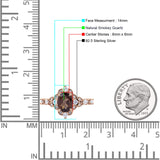 Halo Art Deco Oval Natural Chocolate Brown Smoky Quartz Engagement Ring