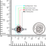 Halo Art Deco Oval Natural Chocolate Brown Smoky Quartz Engagement Ring