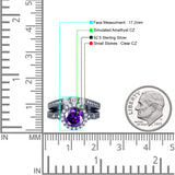 Halo Bridal Set Piece Round Wedding Band Ring Cubic Zirconia 925 Sterling Silver