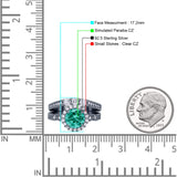 Halo Bridal Set Piece Round Wedding Band Ring Cubic Zirconia 925 Sterling Silver