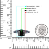 Elegant Hidden Halo Cushion Engagement Ring Cubic Zirconia 925 Sterling Silver