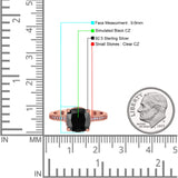 Elegant Hidden Halo Cushion Engagement Ring Cubic Zirconia 925 Sterling Silver