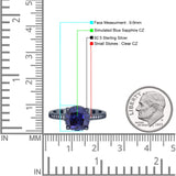 Elegant Hidden Halo Cushion Engagement Ring Cubic Zirconia 925 Sterling Silver
