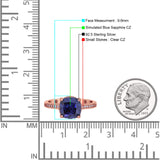 Elegant Hidden Halo Cushion Engagement Ring Cubic Zirconia 925 Sterling Silver