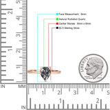 Teardrop Pear Hidden Halo Natural Rutilated Quartz Engagement Ring