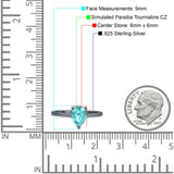 Solitaire Pear Hidden Halo Engagement Ring Cubic Zirconia 925 Sterling Silver