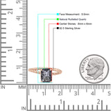Hidden Halo Twisted Rope Emerald Cut Natural Rutilated Quartz Engagement Ring