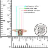 Hidden Halo Twisted Rope Emerald Cut Natural Chocolate Brown Smoky Quartz Engagement Ring