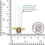 Hidden Halo Twisted Rope Emerald Cut Natural Chocolate Brown Smoky Quartz Engagement Ring