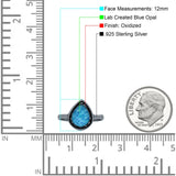 Petite Dainty Pear Lab Opal Ring Solid Oxidized 925 Sterling Silver