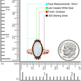 Oval Shaped Beaded Twisted Rope Oxidized Created Opal Thumb Ring 925 Sterling Silver