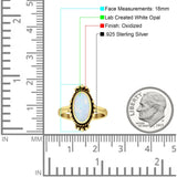 Oval Shaped Beaded Twisted Rope Oxidized Created Opal Thumb Ring 925 Sterling Silver