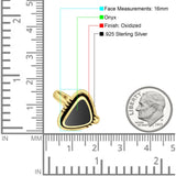 Triangular Ring Turquoise & Black Onyx Oxidized 925 Sterling Silver