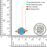 Oval Split Shank Created Opal Oxidized Ring 925 Sterling Silver
