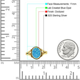 Oval Split Shank Created Opal Oxidized Ring 925 Sterling Silver
