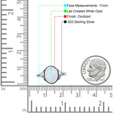 Oval Split Shank Created Opal Oxidized Ring 925 Sterling Silver