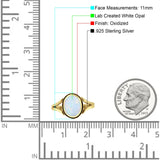 Oval Split Shank Created Opal Oxidized Ring 925 Sterling Silver
