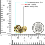 Sunflower Oxidized Sunshine Flower And Leaves Band Solid 925 Sterling Silver Thumb Ring (13mm)