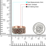 Celtic Ring Oxidized Band Solid 925 Sterling Silver Thumb Ring (9mm)