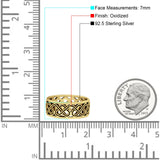 Celtic Oxidized Band Solid 925 Sterling Silver Thumb Ring (7mm)