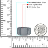 Square Signet Plain Band High Polished Solid 925 Sterling Silver Thumb Ring (12mm)