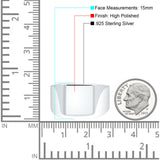 Signet Plain Band High Polished Solid 925 Sterling Silver Thumb Ring (15mm)