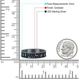 Mountains & Trees Ring Oxidized Band Solid 925 Sterling Silver Thumb Ring (5mm)
