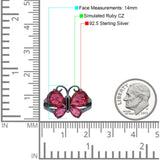 Teardrop Pear Butterfly Filigree Swirl Ring Simulated Cubic Zirconia 925 Sterling Silver Butterfly Ring