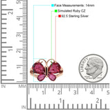 Teardrop Pear Butterfly Filigree Swirl Ring Simulated Cubic Zirconia 925 Sterling Silver Butterfly Ring