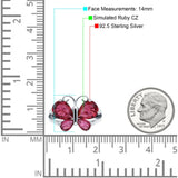 Teardrop Pear Butterfly Filigree Swirl Ring Simulated Cubic Zirconia 925 Sterling Silver Butterfly Ring