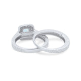 Two Piece Vintage Style Wedding Ring 925 Sterling Silver Simulated Cubic Zirconia