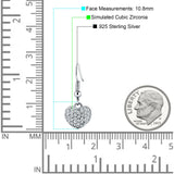 Sparkling Heart Cluster Drop Fish-Hook Earrings Cubic Zirconia 925 Sterling Silver