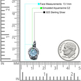 Halo Round Huggie Hoop Earrings Cubic Zirconia 925 Sterling Silver