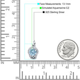 Halo Round Huggie Hoop Earrings Cubic Zirconia 925 Sterling Silver