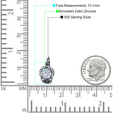 Halo Round Huggie Hoop Earrings Cubic Zirconia 925 Sterling Silver
