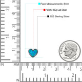 Heart Stud Earring Created Opal Solid 925 Sterling Silver (8mm)