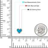 Heart Stud Earring Created Opal Solid 925 Sterling Silver (8mm)