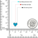 Heart Stud Earring Created Opal Solid 925 Sterling Silver (8mm)